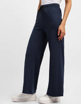 Women's Navy Casual Solid Oversized Track Pant