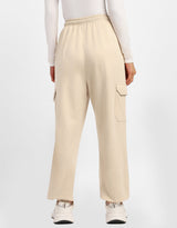 Women's Beige Casual Solid Wide Leg Jogger