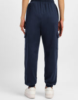 Women's Navy Casual Solid Wide Leg Jogger