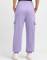 Women's Purple Casual Solid Wide Leg Jogger