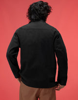 Men's Black Casual Regular Fit Solid Full Sleeves Shacket