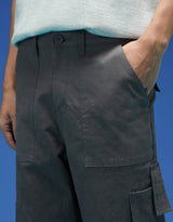 Men's Grey Casual Regular Fit Solid Cargo