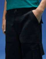 Men's Black Casual Regular Fit Solid Cargo