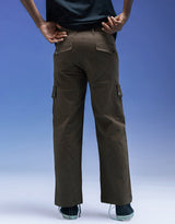 Men's Brown Casual Regular Fit Solid Cargo