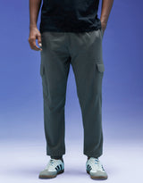 Men's Grey Casual Baggy Fit Solid Cargo