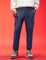 Men's Blue Casual Baggy Fit Solid Cargo