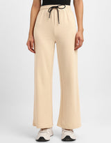 Women's Beige Casual Solid Oversized Track Pant