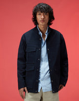 Men's Navy Casual Regular Fit Solid Full Sleeves Shacket