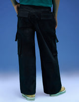 Men's Black Casual Regular Fit Solid Cargo