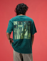 Men's Green Casual Oversized Fit Printed Half Sleeves Tshirt