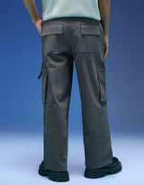 Men's Grey Casual Regular Fit Solid Cargo