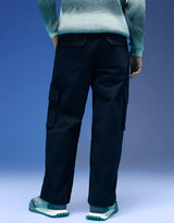 Men's Navy Casual Regular Fit Solid Cargo