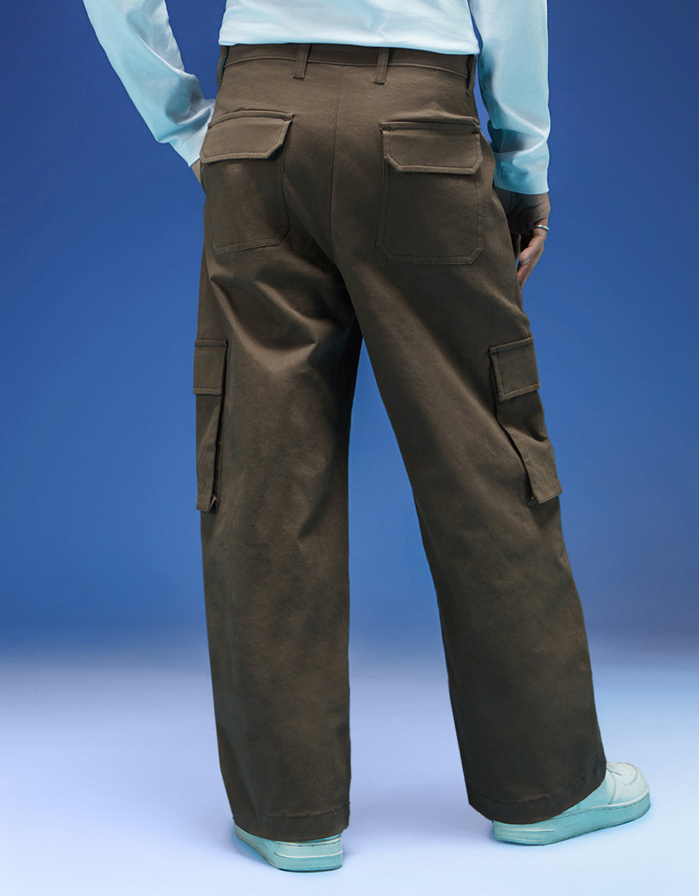 Men's Brown Casual Regular Fit Solid Cargo