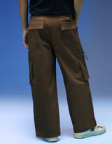 Men's Brown Casual Regular Fit Solid Cargo