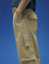Men's Beige Casual Regular Fit Solid Cargo