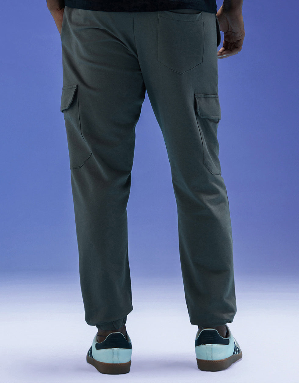 Men's Grey Casual Baggy Fit Solid Cargo