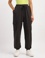 Women's Brown Casual Solid Wide Leg Jogger
