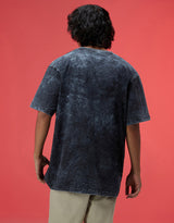 Men's Black Casual Oversized Fit Printed Half Sleeves Tshirt