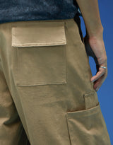 Men's Beige Casual Regular Fit Solid Cargo