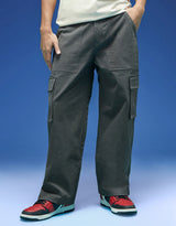 Men's Grey Casual Regular Fit Solid Cargo