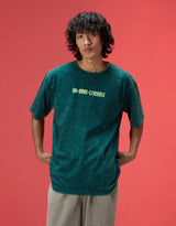 Men's Green Casual Oversized Fit Printed Half Sleeves Tshirt