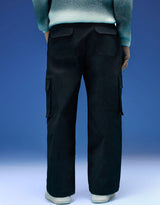 Men's Black Casual Regular Fit Solid Cargo