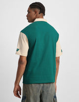 Men's Green Casual Oversized Fit Printed Half Sleeves Polo Tshirt