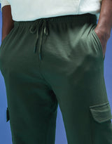 Men's Green Casual Baggy Fit Solid Cargo
