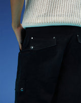 Men's Black Casual Regular Fit Solid Cargo