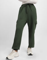 Women's Green Casual Solid Wide Leg Jogger