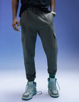 Men's Grey Casual Baggy Fit Solid Cargo