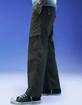 Men's Green Casual Regular Fit Solid Cargo