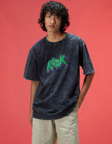 Men's Black Casual Oversized Fit Printed Half Sleeves Tshirt