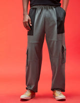 Men's Grey Casual Regular Fit Solid Cargo