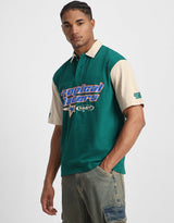 Men's Green Casual Oversized Fit Printed Half Sleeves Polo Tshirt