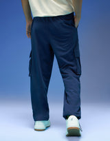 Men's Navy Casual Regular Fit Striped Cargo