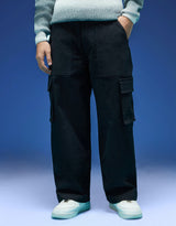 Men's Black Casual Regular Fit Solid Cargo