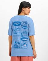 Women's Blue Casual Printed Oversized Half Sleeves Tshirt