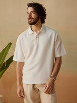 Men's White Casual Relaxed Fit Solid Half Sleeves Polo Tshirt