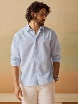 Men's Blue Casual Relaxed Fit Solid Full Sleeves Shirt