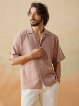 Men's Brown Casual Relaxed Fit Solid Half Sleeves Shirt