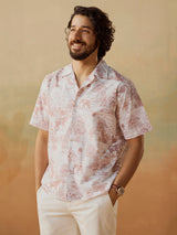 Men's White Casual Relaxed Fit Printed Half Sleeves Shirt