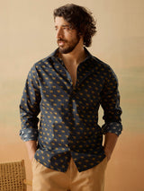 Men's Black Casual Regular Fit Printed Full Sleeves Shirt