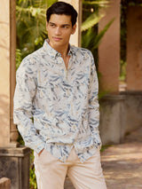 Men's Beige Casual Regular Fit Printed Full Sleeves Shirt