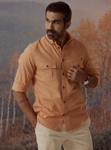 Men's Gold Casual Button-Down Regular Fit Full Sleeves Shirt