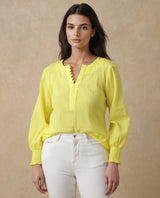 Women's Yellow Casual Full Sleeves Top