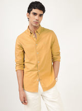 Men's Gold Casual Button-Down Regular Fit Full Sleeves Shirt