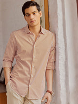 Men's Yellow Smart Casual Regular Fit Striped Full Sleeves Shirt