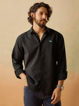 Men's Black Casual Relaxed Fit Solid Full Sleeves Shirt