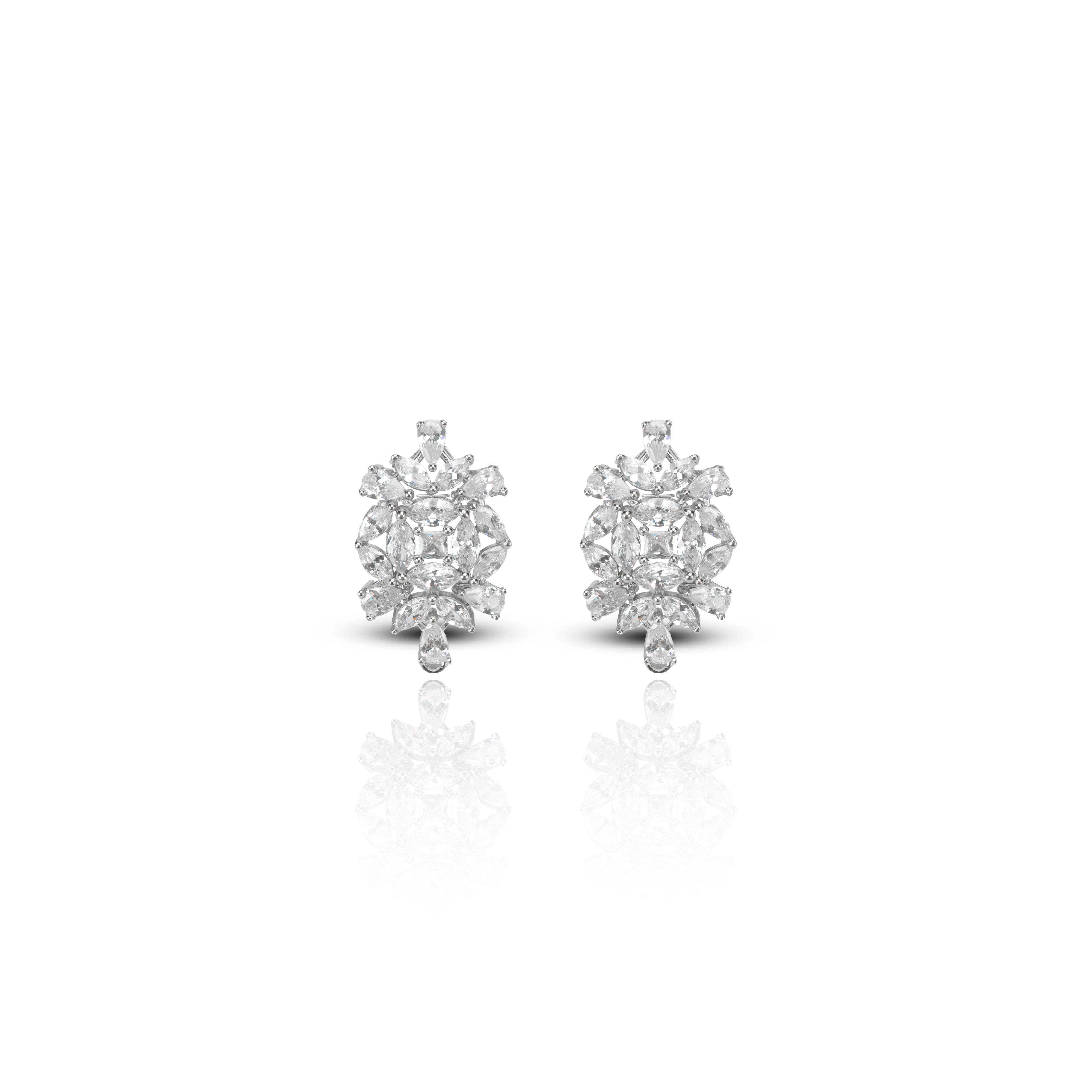 Women's Zirconia Floral Bouquet Stud Earrings